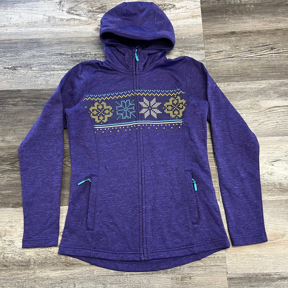 Helly Hansen Purple Womens XS Nordic Snowflake Full Zip Fleece‎ Lined Hoodie